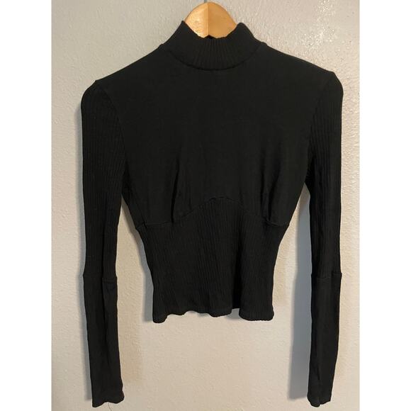Only Hearts Sweater Womens Small Black Ribbed Mock Neck Long Sleeve Pullover USA - Picture 1 of 7